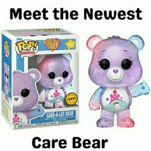 Funko Pop Care Bears 40th Anniversary Care A Lot Bear #1205 CHASE NIB RARE
